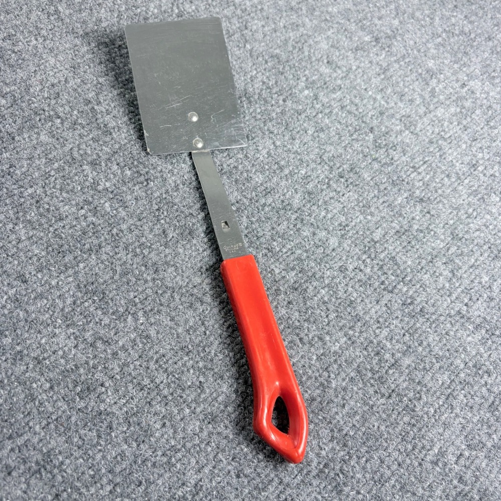 Vintage Quikut Stainless Steel Brownie Spatula Red Handle‎ Made in USA Kitchen